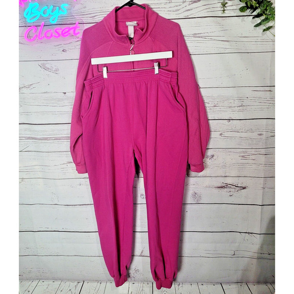 Vintage Adidas & French Navy Pink Sweatshirt & Jogger Set Womans Size Large - Picture 1 of 11